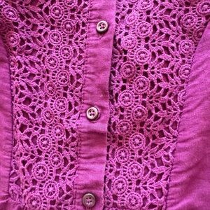 Croft & Barrow Women's Deep Purple Crochet Blouse